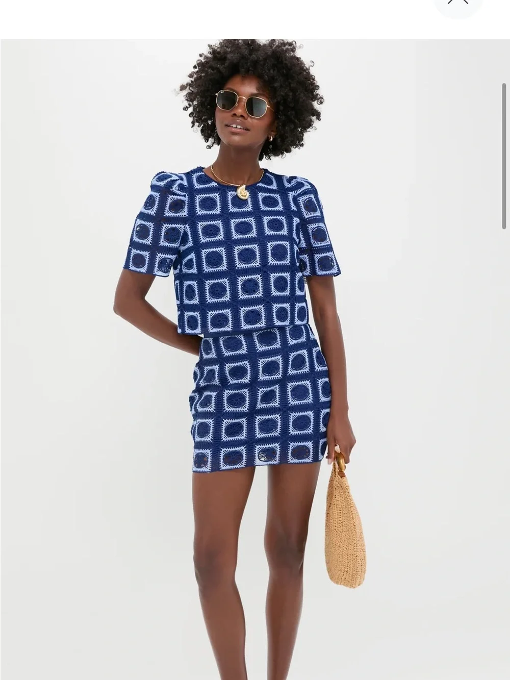 NWT Navy and Sky Blue Crochet Banks Top - Tuckernuck / Hyacinth House